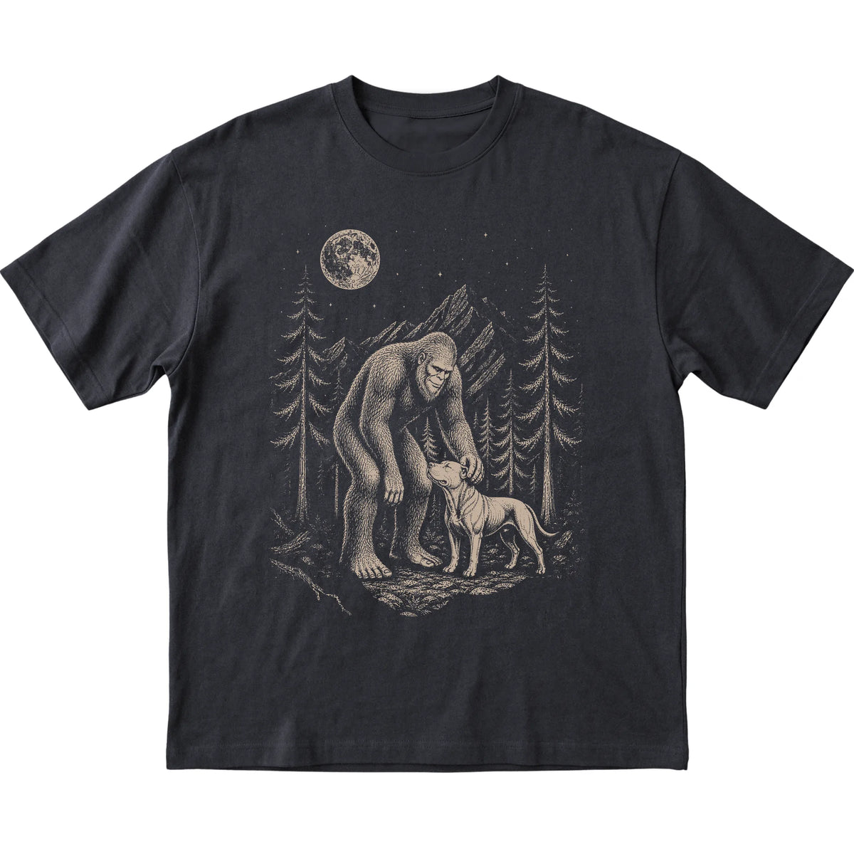 Pitbull and Bigfoot T-Shirt in Black