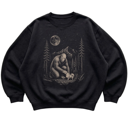 Pomeranian and Bigfoot Sweatshirt in Black