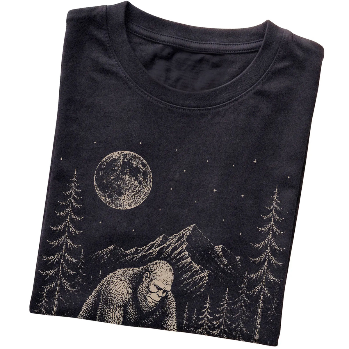 Folded Pomeranian and Bigfoot T-Shirt in Black