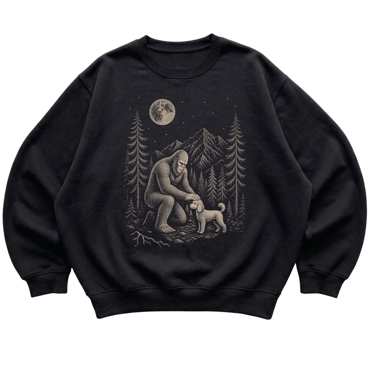 Poodle and Bigfoot Sweatshirt in Black