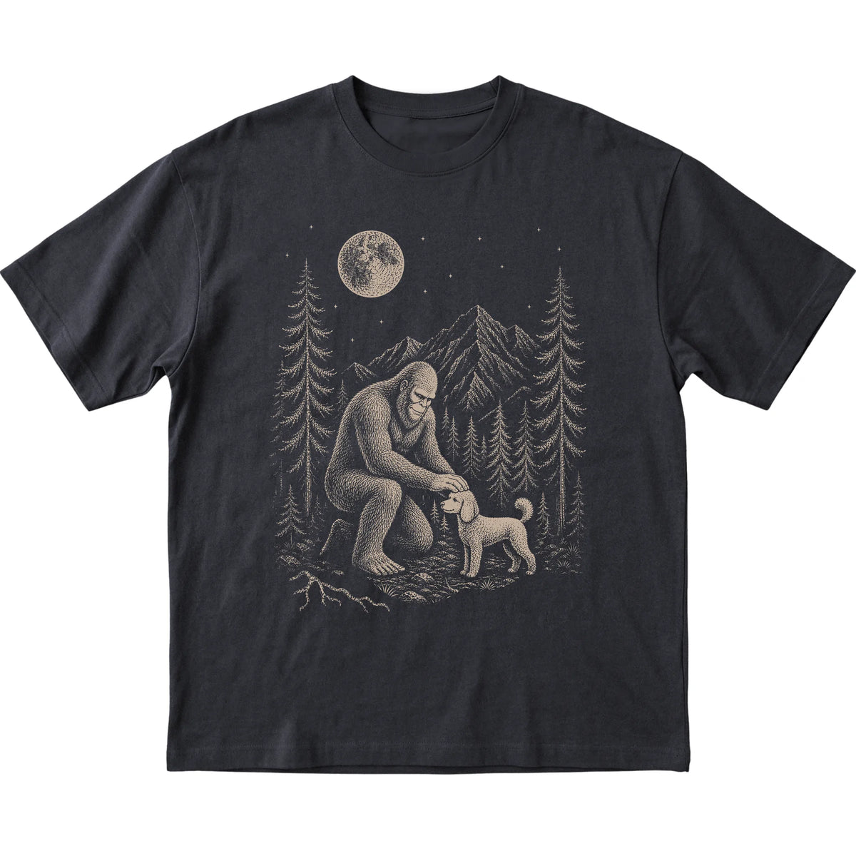 Poodle and Bigfoot T-Shirt in Black
