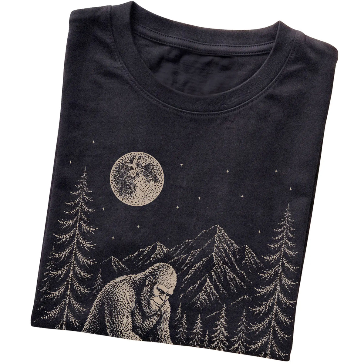 Folded Poodle and Bigfoot T-Shirt in Black
