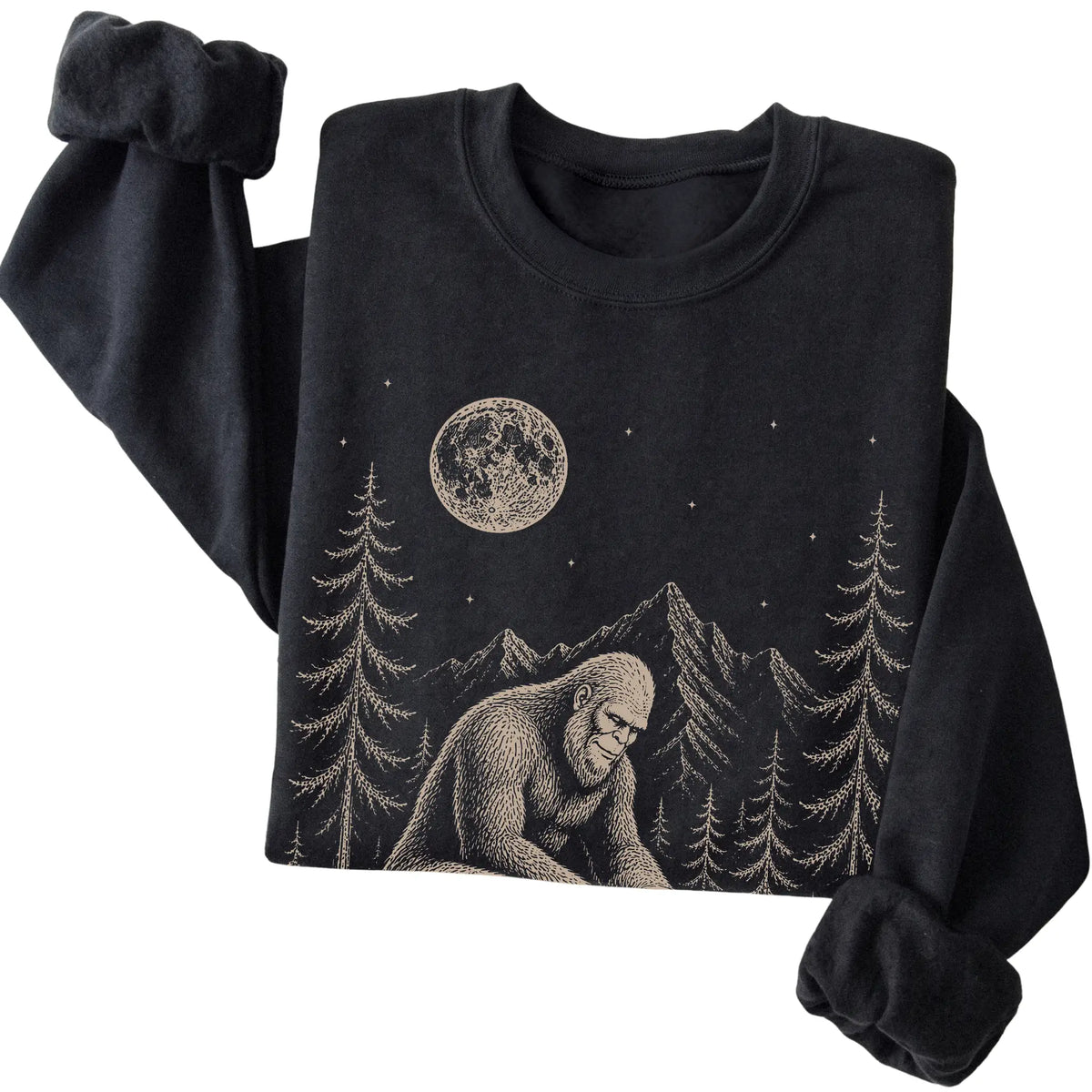 Folded Pug and Bigfoot Sweatshirt in Black