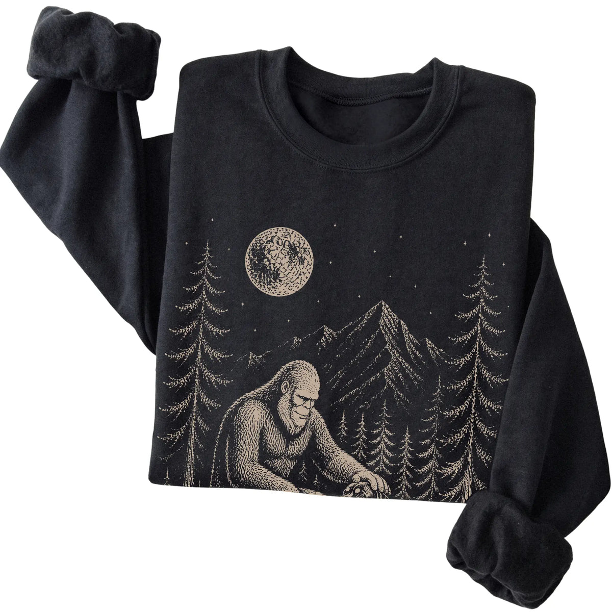 Folded Rottweiler and Bigfoot Sweatshirt in Black
