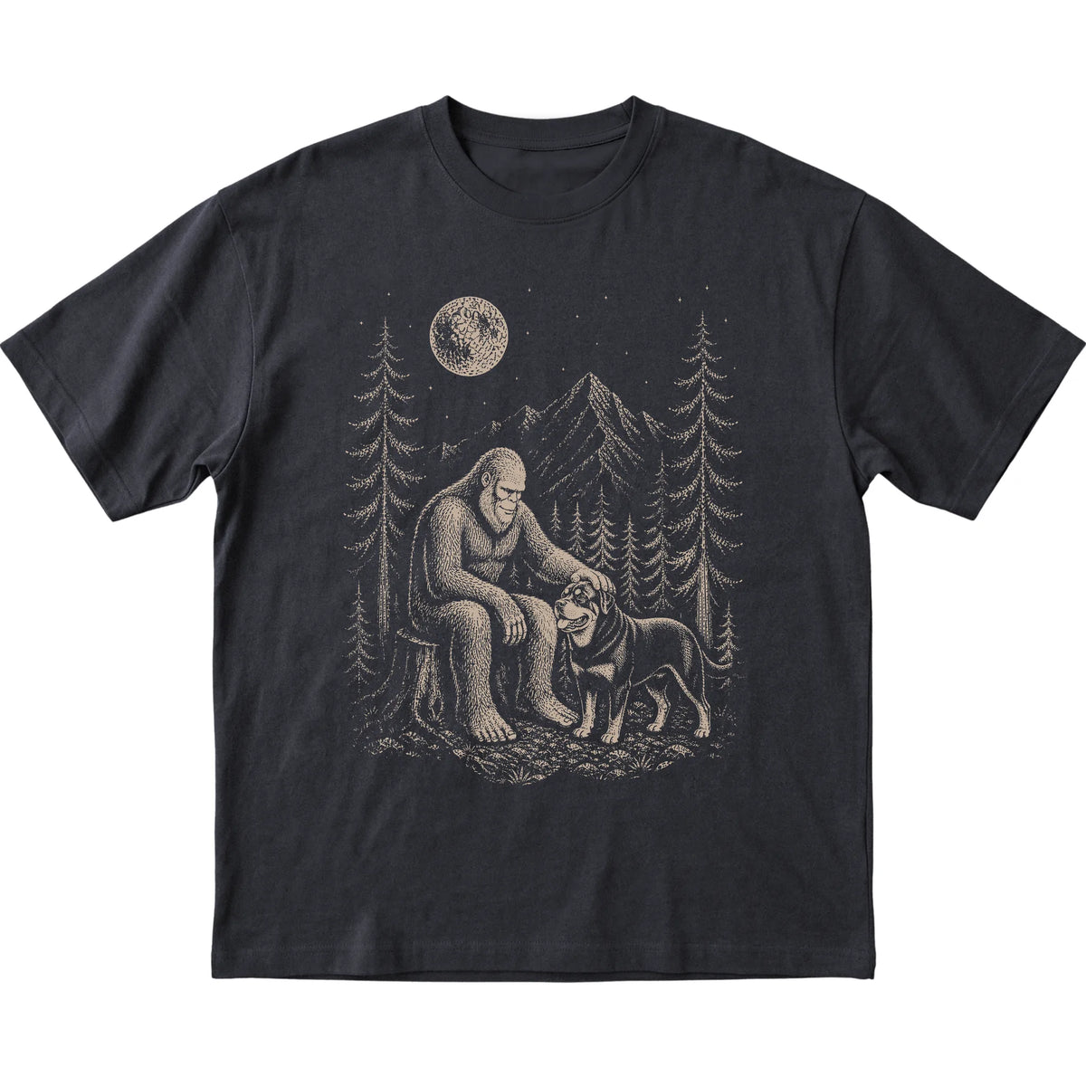 Rottweiler and Bigfoot T-Shirt in Black