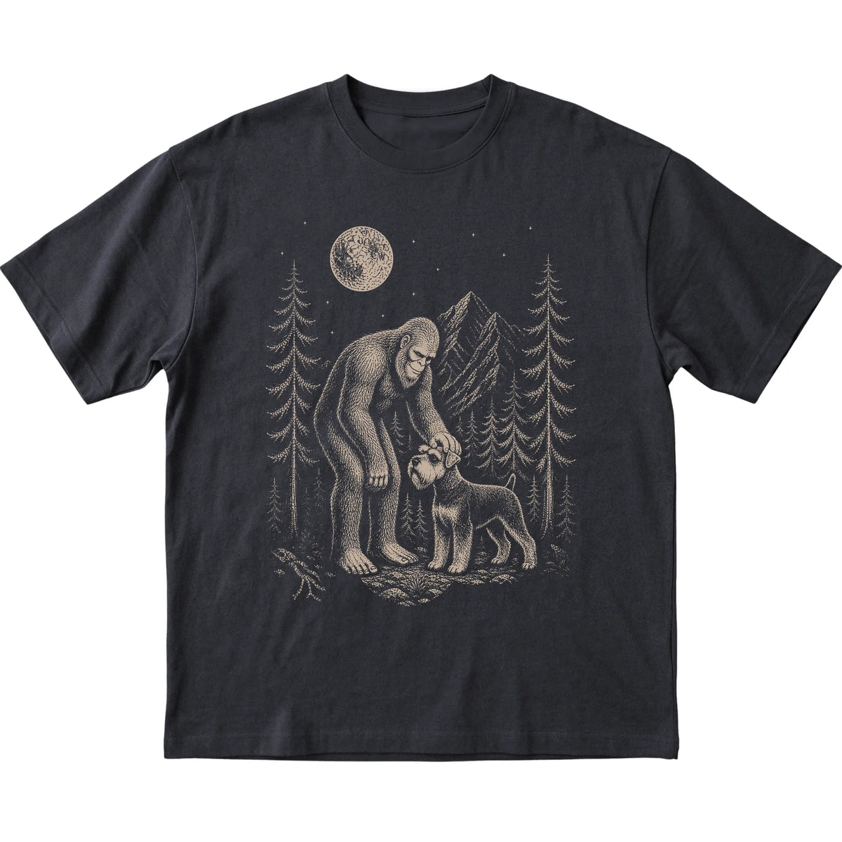 Schnauzer and Bigfoot T-Shirt in Black