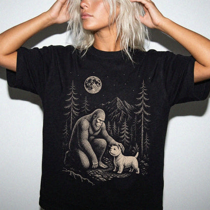 Person wearing the Westie and Bigfoot T-Shirt in Black