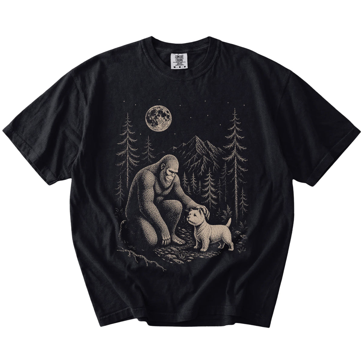 Westie and Bigfoot T-Shirt in Black