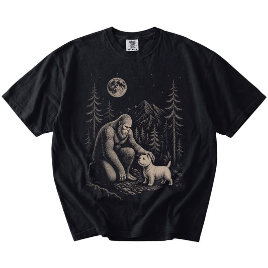 Westie and Bigfoot T-Shirt in Black