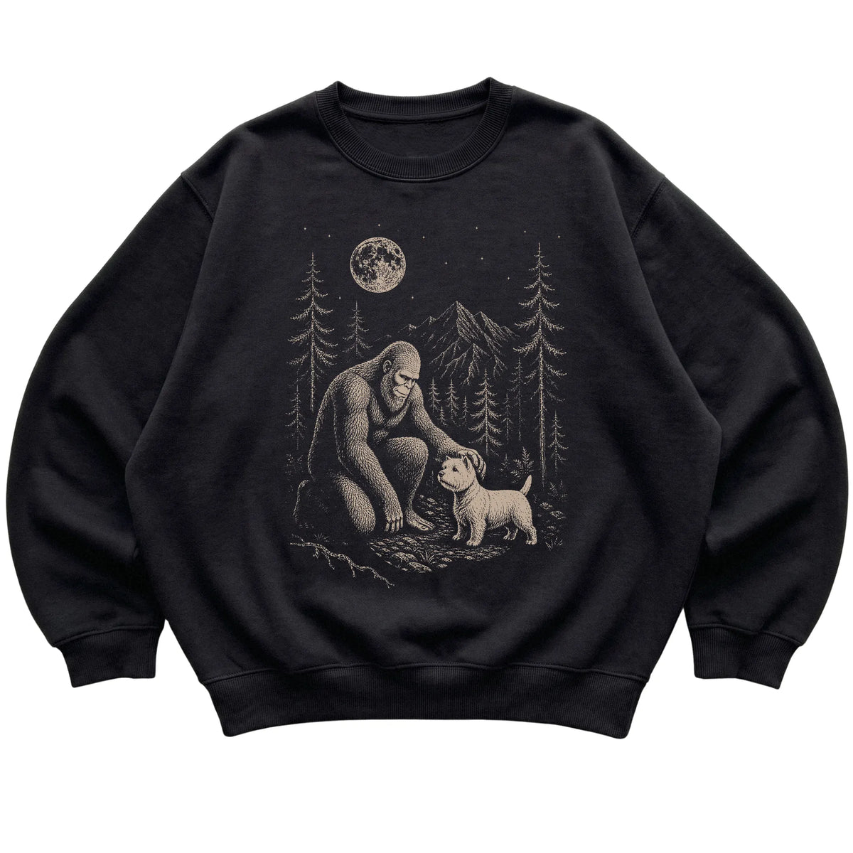 Westie and Bigfoot Sweatshirt in Black