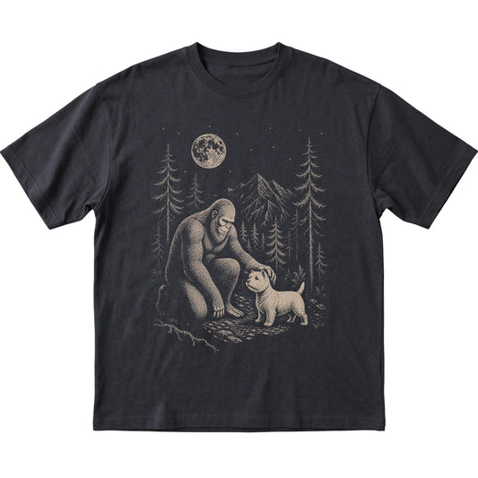 Westie and Bigfoot T-Shirt in Black