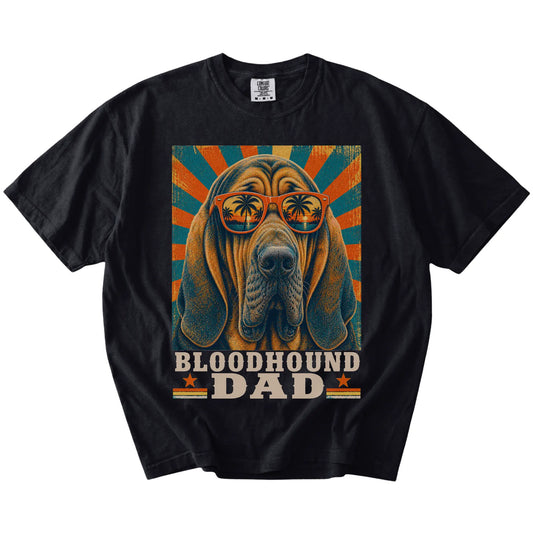 Retro Bloodhound Dad design on a Black Comfort Colors T-shirt