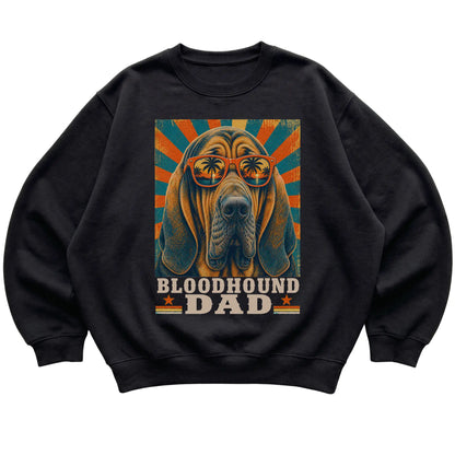 Retro Bloodhound Dad design on a Black crewneck sweatshirt