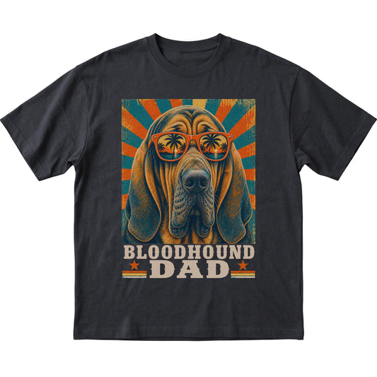Retro Bloodhound Dad design on a Black softstyle T-shirt