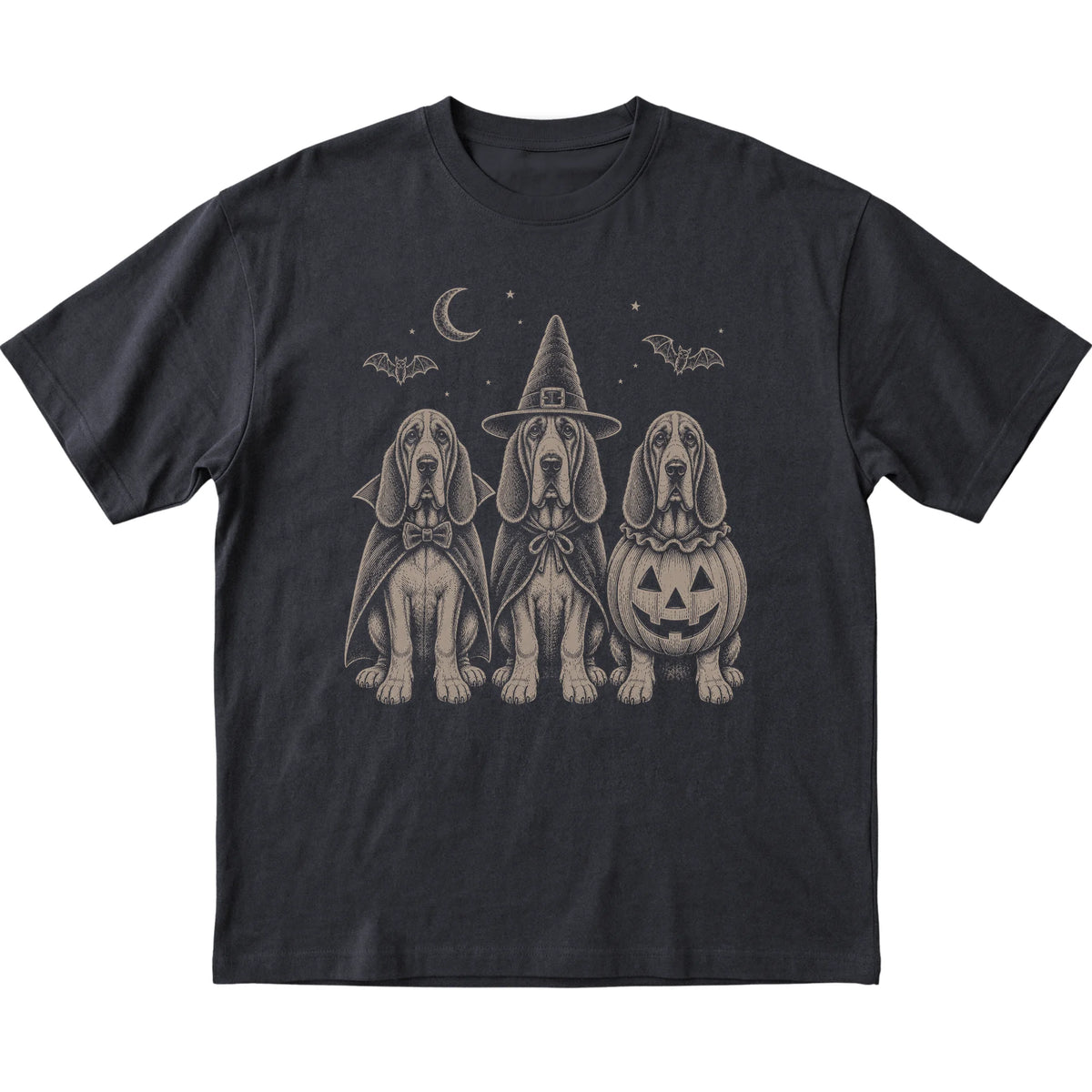 Black Bloodhound Halloween Costume T-shirt, flat view