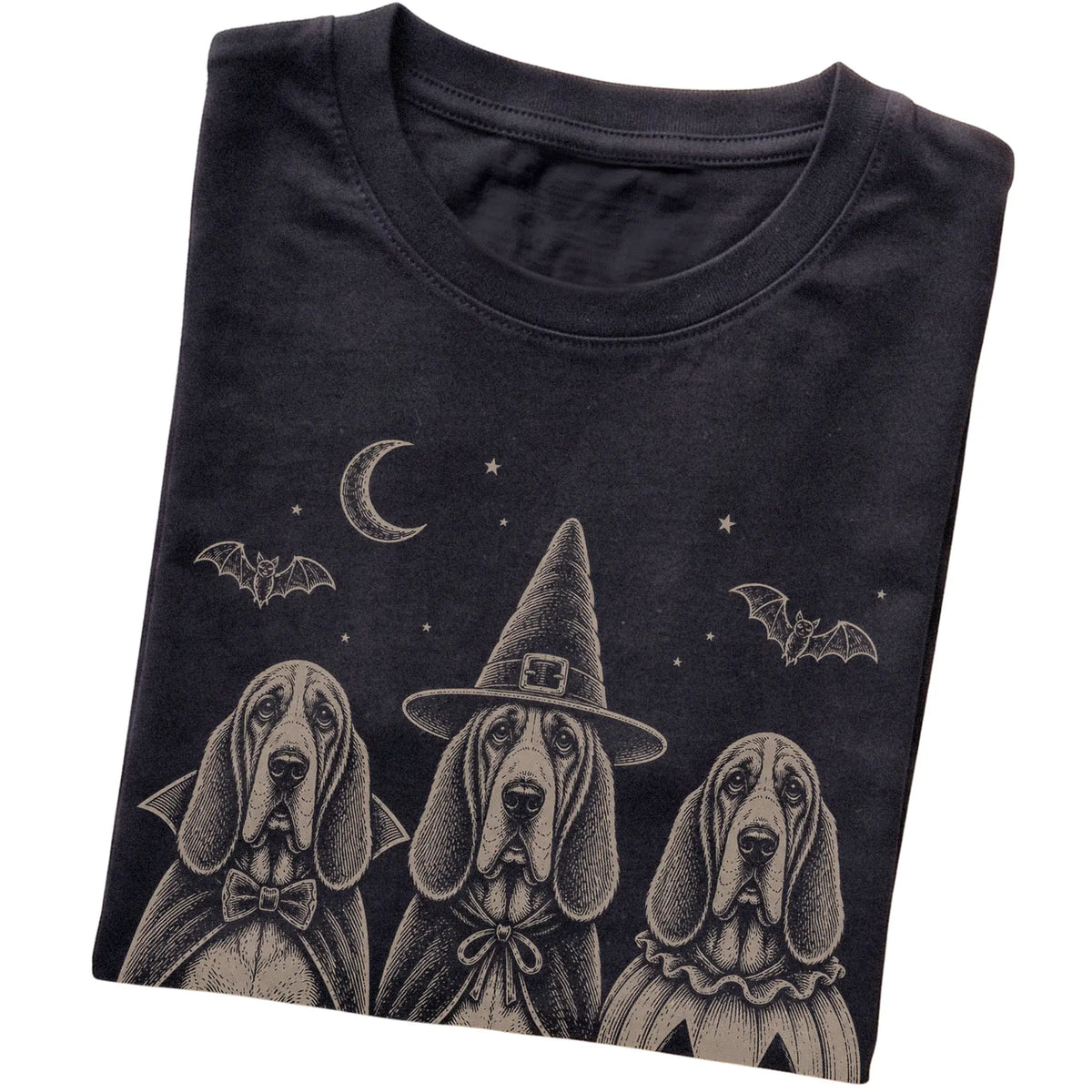 Black Bloodhound Halloween Costume T-shirt, folded view