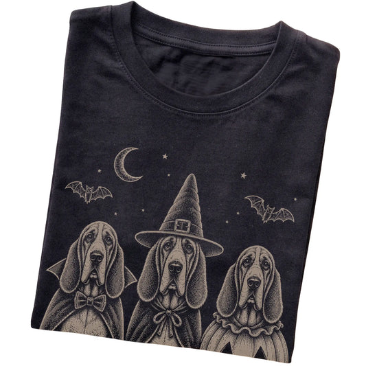 Black Bloodhound Halloween Costume T-shirt, folded view