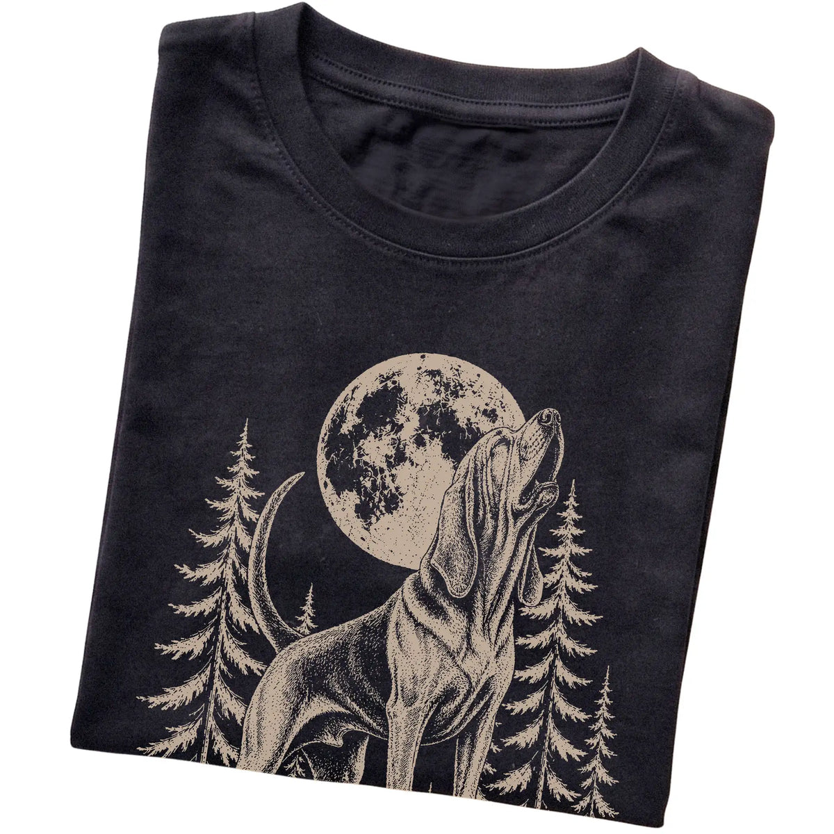 Bloodhound Howling at the Moon softstyle T-shirt in Black