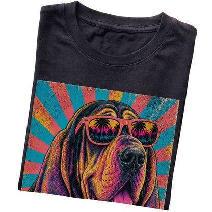 Folded Black softstyle T-shirt with a Retro Bloodhound Mama design