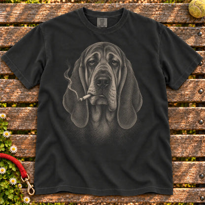 Bloodhound smoking design on a Black t-shirt