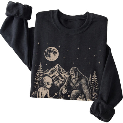 Black Blue Heeler Camping with Bigfoot and Alien folded detail view