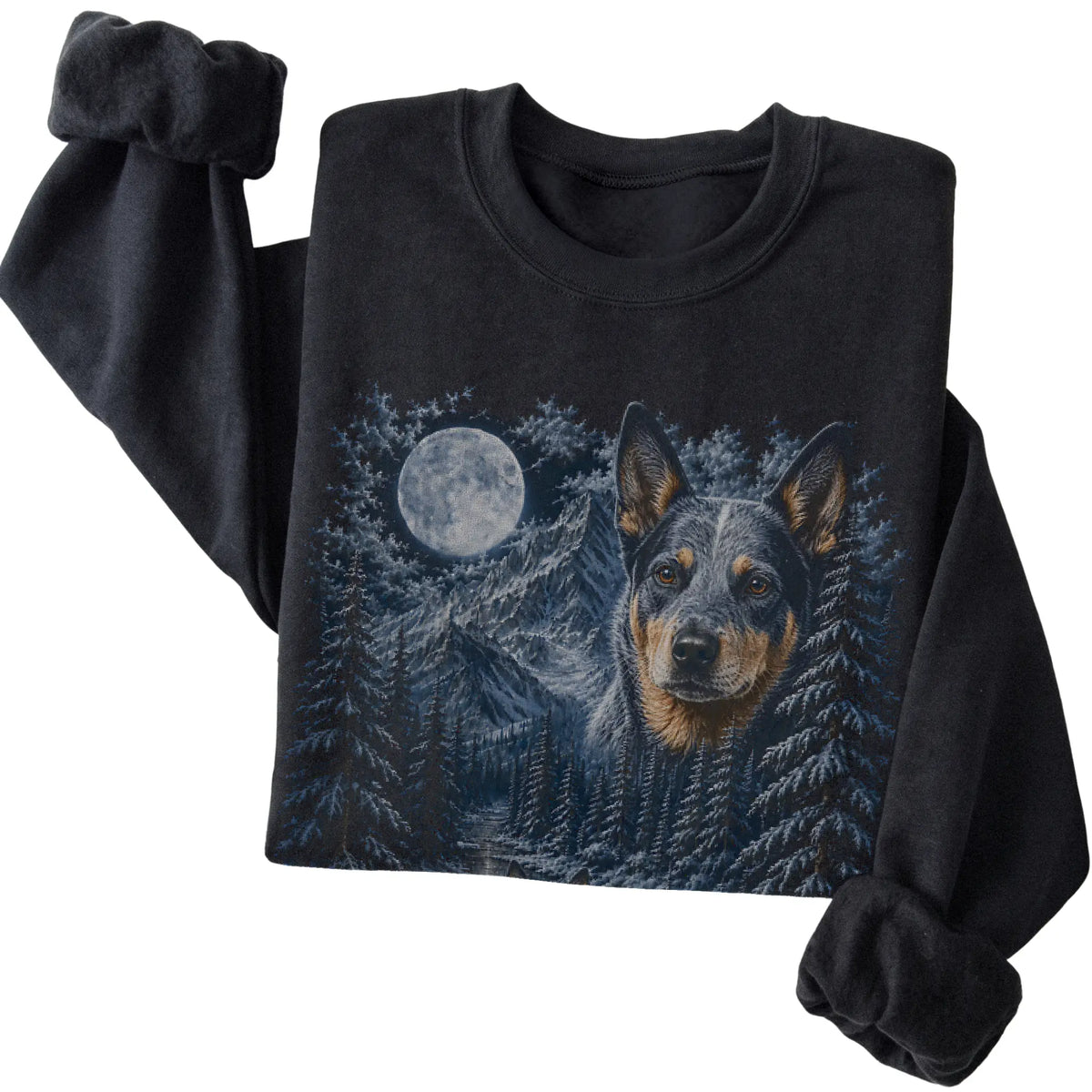 Blue Heeler Forest Moon Sweatshirt in Black