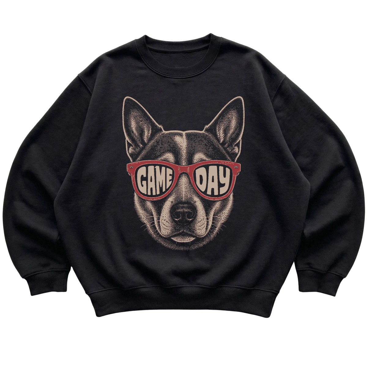 Black Blue Heeler Game Day Sunglasses sweatshirt, laid flat