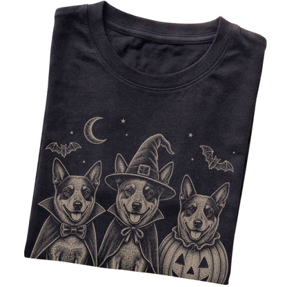 Black Blue Heeler Halloween Costume T-shirt, folded view