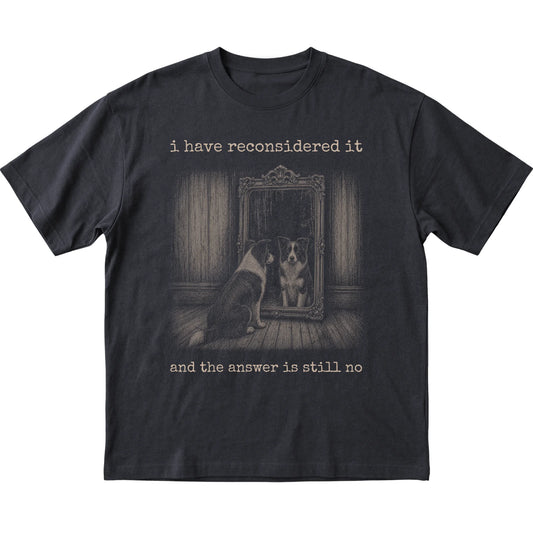 Black Border Collie The Answer Is Still No T-shirt, flat view