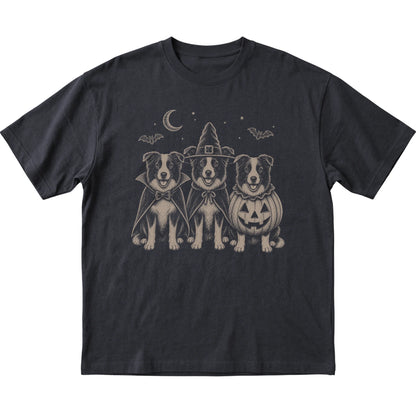 Black Border Collie Halloween Costume T-shirt, flat view