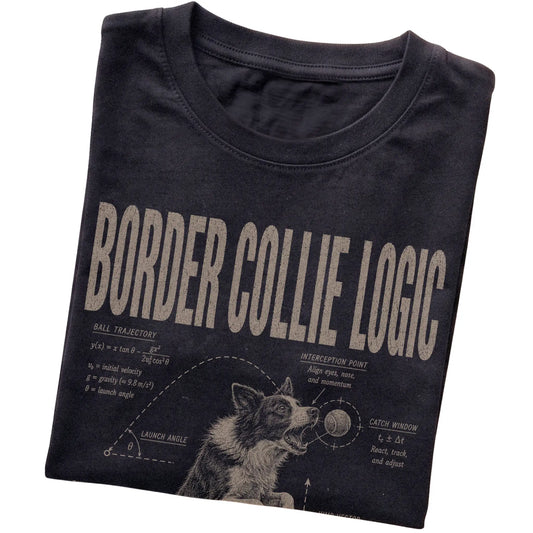 Black Border Collie Logic T-Shirt folded detail