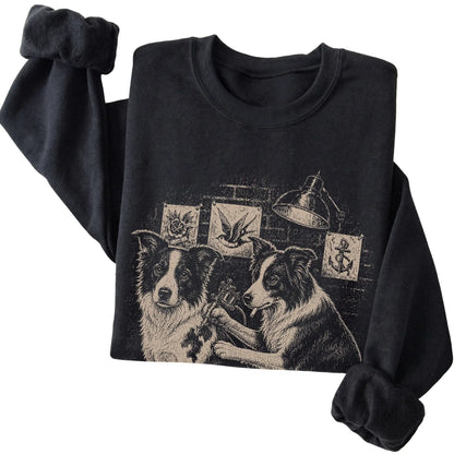 Black Border Collie Dog Tattoo Artist folded detail view