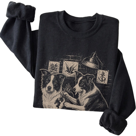 Black Border Collie Dog Tattoo Artist folded detail view