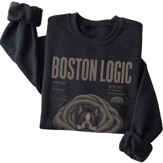 Black Boston Terrier Logic sweatshirt folded detail