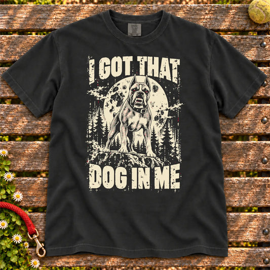 Black Boxer I Got That Dog in Me T-shirt, full garment view