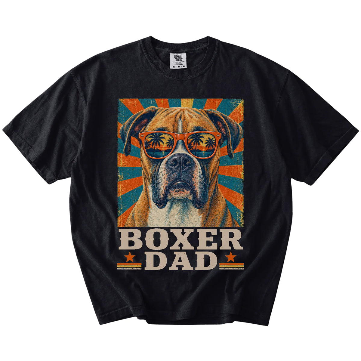 Retro Boxer Dad design on a Black Comfort Colors T-shirt