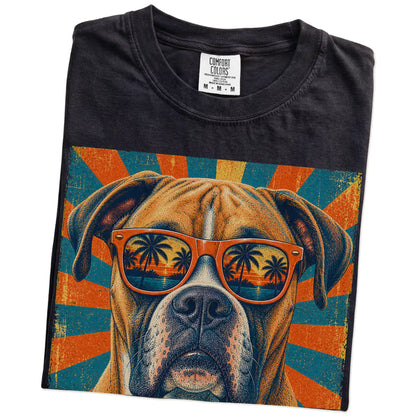 Retro Boxer Dad design on a Black Comfort Colors T-shirt folded detail