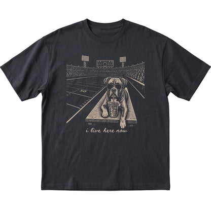 Black Boxer Football Tailgate T-shirt, laid flat