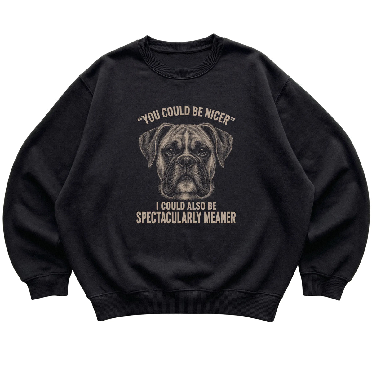 Boxer Guard Dog Sweatshirt in Black — flat lay