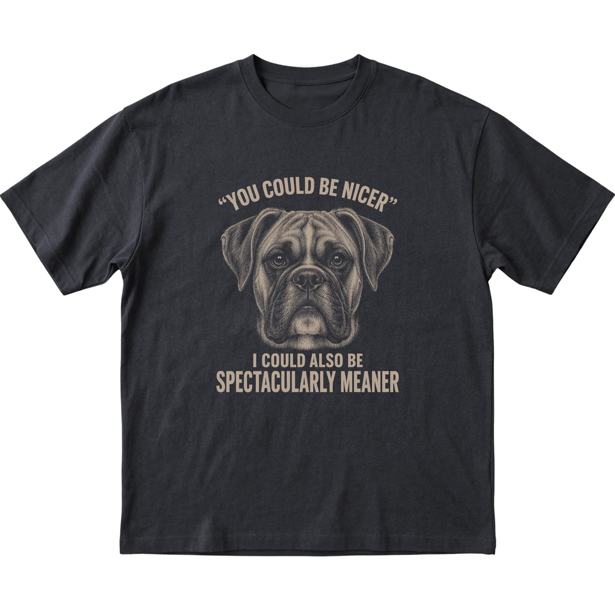 Boxer Guard Dog T-Shirt in Black — flat lay