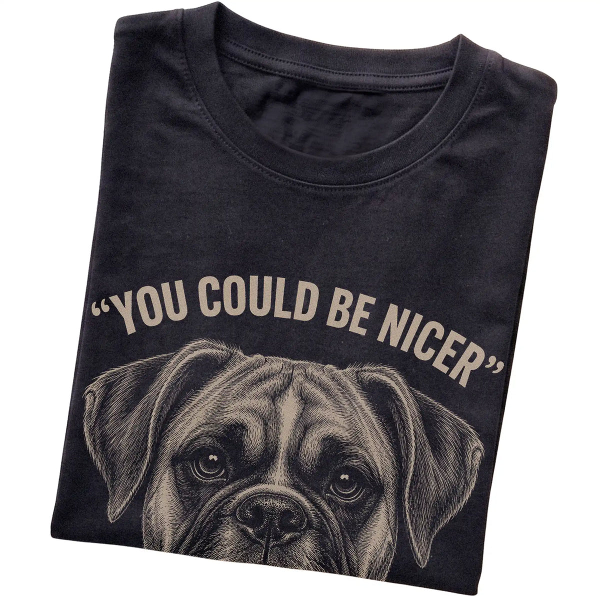 Boxer Guard Dog T-Shirt in Black — folded detail