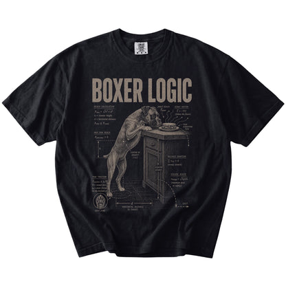 Black Boxer Logic t-shirt laid flat