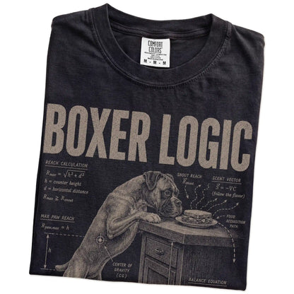 Folded Black Boxer Logic t-shirt showing the graphic