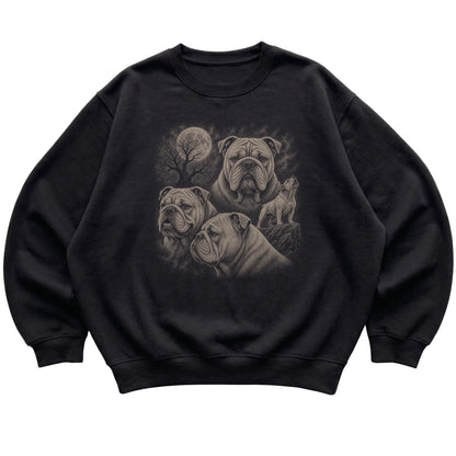 Bulldog 90s Moon Sweatshirt in Black — flat lay