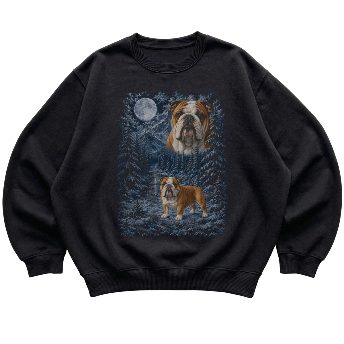 Bulldog Forest Moon Sweatshirt in Black
