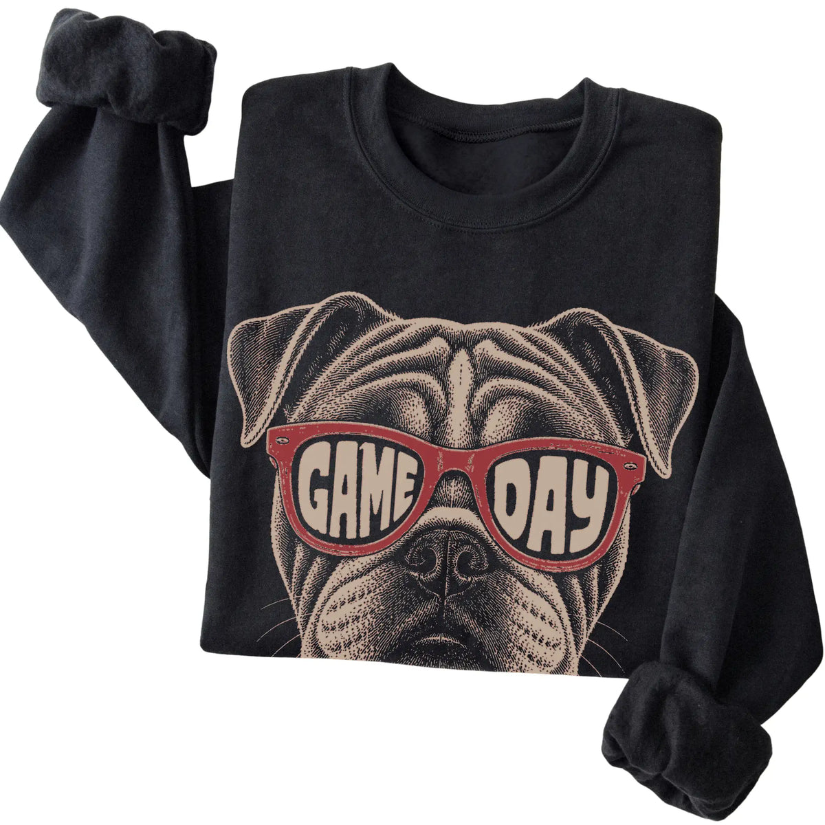 Black Bulldog Game Day Sunglasses sweatshirt, folded