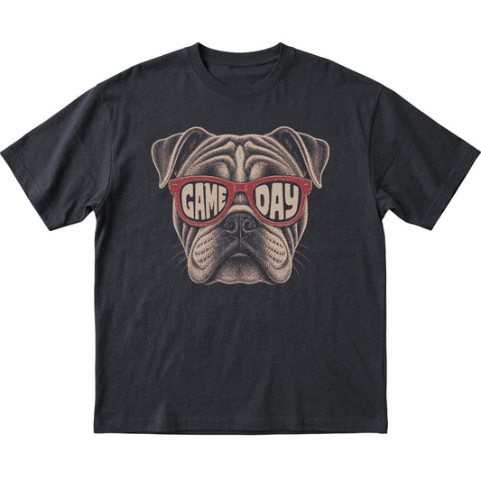 Black Bulldog Game Day Sunglasses T-shirt, laid flat