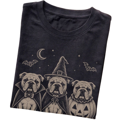 Black Bulldog Halloween Costume T-shirt, folded view