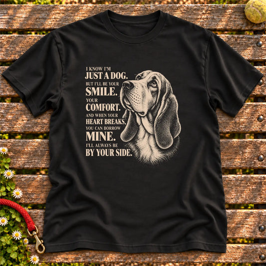 Black Gildan® Softstyle T-shirt featuring the Basset Hound By Your Side design.