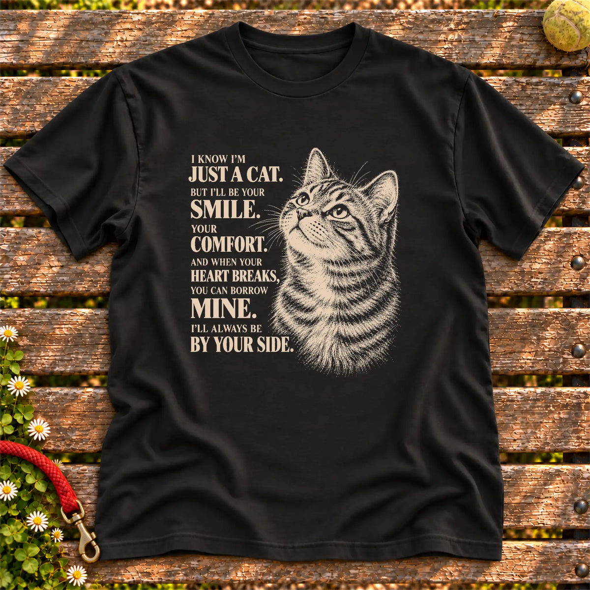 Black Gildan® Softstyle T-shirt featuring the Tabby Cat By Your Side design.